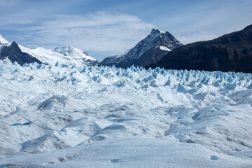 Closeup view of the Perito Moreno Glacier in El Calafate, Argentina, Patagonia, South America