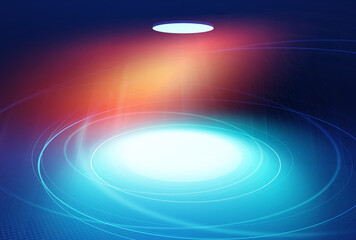 3d rendered light effect on a blue background with circles