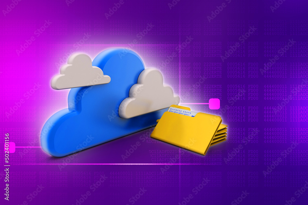 Poster 3d rendering cloud folder network