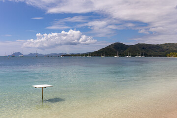 Bar table in the seau in Pointe Marin beach, Sainte-Anne, Martinique, FWI