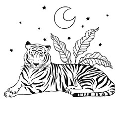 Naklejka premium esoteric tiger black and white 