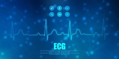 Heart with cardiogram - 2D illustration
