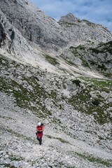 Fototapeta na wymiar Climbing a via ferrata on the German Alps