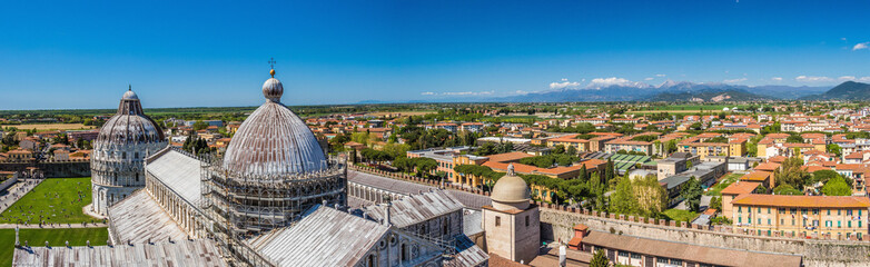 Aerial view of the Baptistery of Pisa in Italy