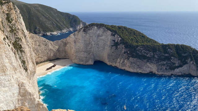 Beautiful view of Navajo beach at Zakynthos island in Greece