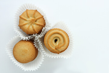 Assortment of Danish butter cookies, taken from above