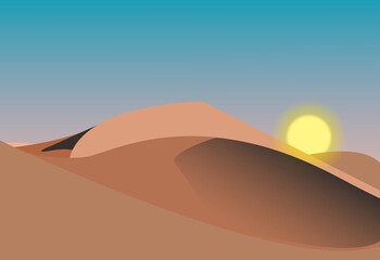 Fototapeta na wymiar Desert dunes in sunrise