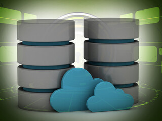 3d rendering Database storage data base with cloud 