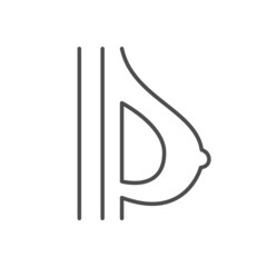Breast enlargement line outline icon