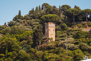 Fototapeta na wymiar Castelletto, an old fortification above Portofino