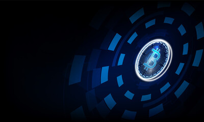 Abstract Technical graph of Bitcoin in futuristic Light out technology background Hitech communication concept innovation background,  vector design