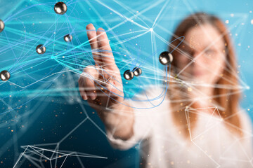 Obraz premium Global network. Blockchain. 3D illustration. Neural networks and artificial intelligence. Abstract