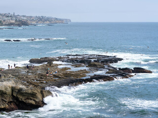 Ocean, beach, wave, water, blue ocean, rock, summer
