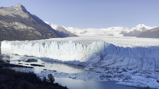 Panoramic view of the Perito Moreno Glacier in El Calafate, Argentina, Patagonia, South America