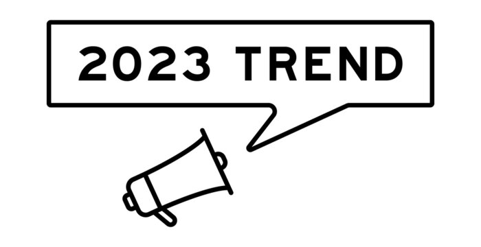 Search banner in word 2023 trend with hand over magnifier icon on white background