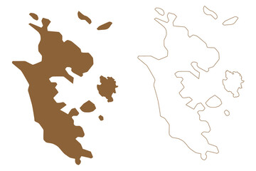 Powerful island (Western Australia, Commonwealth of Australia, Buccaneer Archipelago, Indian Ocean) map vector illustration, scribble sketch Powerful map