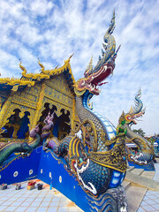 Fototapeta na wymiar Wat Rong Suea Ten, the Blue Temple, in Chiang Rai, Thailand