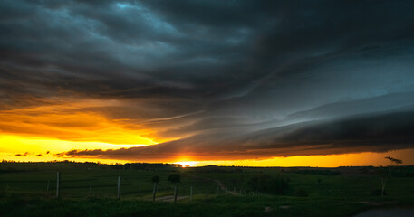 Storm Cloud at Sunset, darl clouds, sunset