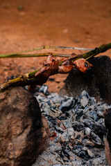 Roast pork over a local fire,Thai traditional food.