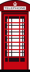 red telephone box. public payphone.