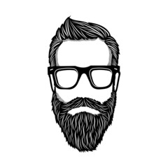 beard man face vector isolated on a white background