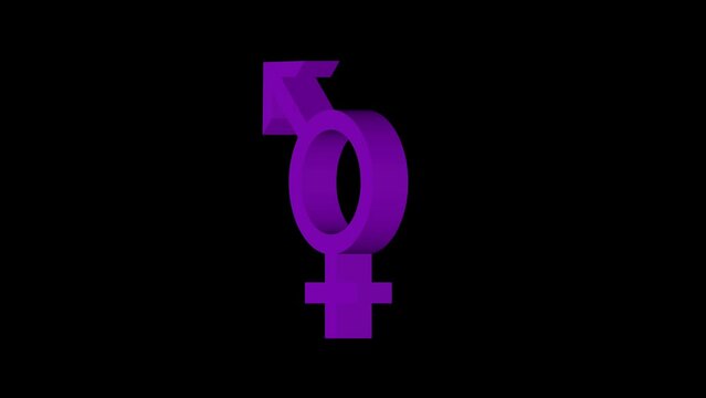 3D rendered purple intersex sign isolated on a black background