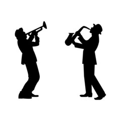 silhouette of a person with a saxophone