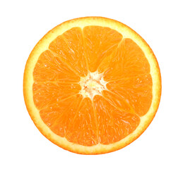 Orange fruit. Orange slice on white background. Top view