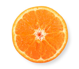Orange fruit. Orange slice on white background. Top view