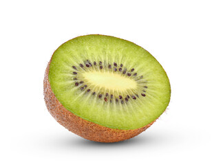 Half of kiwi fruit isolated on white background.