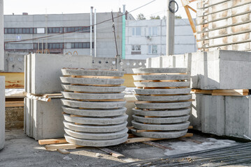 Reinforced concrete element of the well ring intended for the installation of a manhole cover.