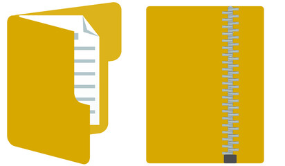 Vector illustration of two folders, one closed with zip and the other one  open © Paolo Boaretto/Wirestock Creators