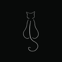 Silhouette of a cat on a black background
