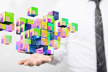 Big data and artificial intelligence concept. Machine learning and cyber mind domination