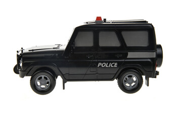 Toy police car, isolated on white background