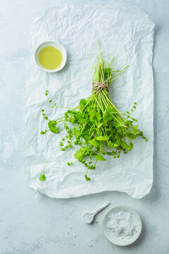 Winter purslane, Indian lettuce, healthy green vegetables for raw salads and cooking with olive oil and salt