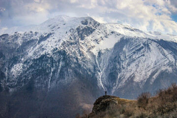 The edge of the canyon of Rakitnica against Mountain Visocica in Bosnia and Herzegovina