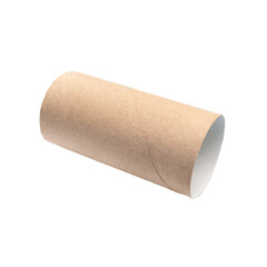 Empty toilet paper roll. White background. Emergency situation. Isolated. Clipping path.
