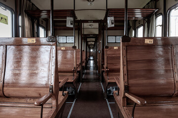 Historic steam train carriage interior