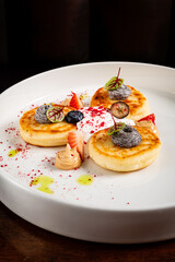 gourmet cottage cheese pancakes with sauce