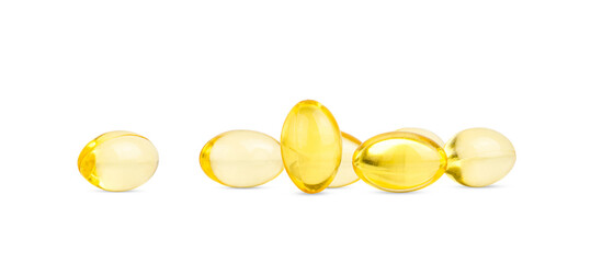 Fish oil capsules isolated on white background. omega 3