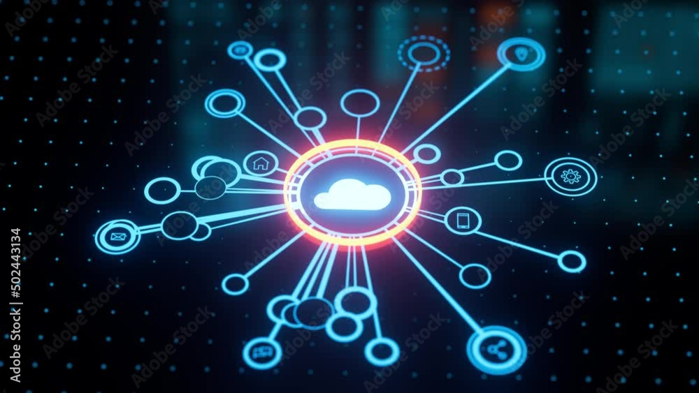 Wall mural cloud architecture platform. internet infrastructure concept. abstract technology background. digita