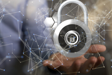 abstract lines with dots over dark background.