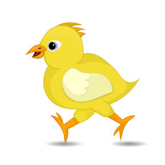 cartoon chick running on white background isolated