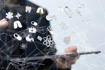  Ui icon medical in hospital with medical technology network concept