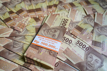 Money background. Cash money with the amount of five thousand rupiah "Rp5.000". The official currency of Indonesia from Bank Indonesia. 