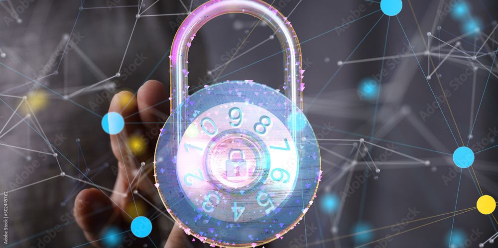 Aufkleber Security Shield concept, data protection. Shield with dots and lines connectio