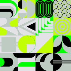 Brutalist Art Inspired Vector Pattern Graphics Made With Bold Abstract Geometric Shapes - 502446365