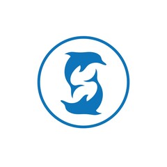 dolphin icon logo design vector