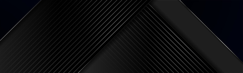 Black and grey metallic abstract tech geometric background. Vector banner design